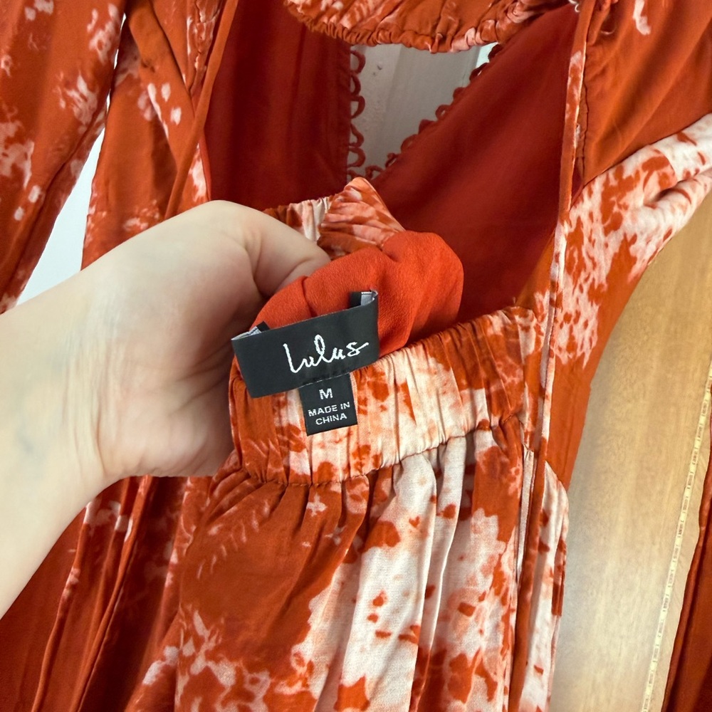 Striking Impression Orange Floral Print Tiered Midi Dress - Picture 7 of 9